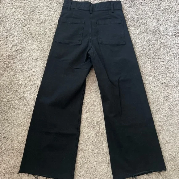 Zara The Marine Straight Black Wide Leg Pants Size Women's 8 - Picture 2 of 3